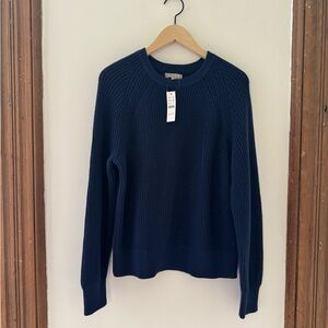 NWT J Crew Navy Blue Cotton classic fisherman sweater (Large)